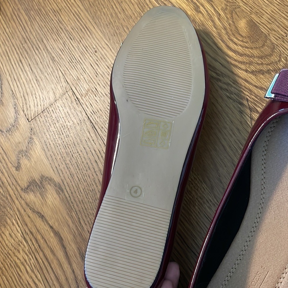 ASOS Burgundy Patent Bow Ballet Flats 6.5 Coquette Balletcore Slip‑On Shoes - Picture 5 of 6